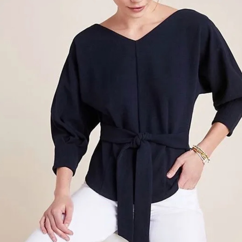 Anthropologie Metier Structured Top in Black Size Small